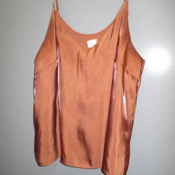 A New Day Women's Blouse Size XXL Brown Color with Lining Strap Shoulder Blouse - Picture 2 of 8